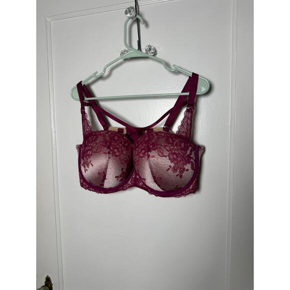 Torrid Curve Red Lace Strappy Push Up Plunge Bra Underwire Sexy Women's 42 DD - Picture 3 of 10